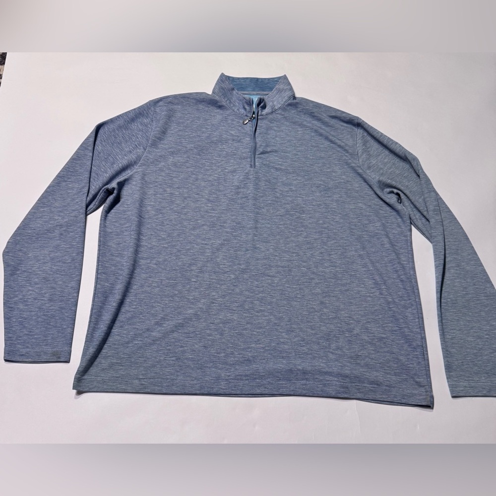 Johnnie-O Blake XXL Performance 1/4 Zip Pullover Grey Textured Mock Neck LOGO